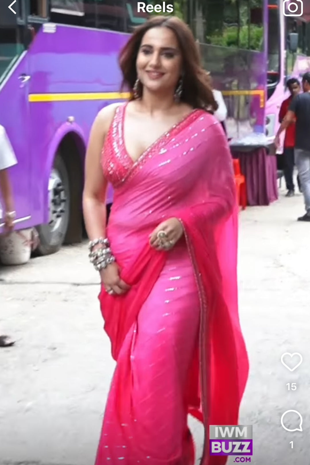 Kusha Kapila in Pink Ivy Saree