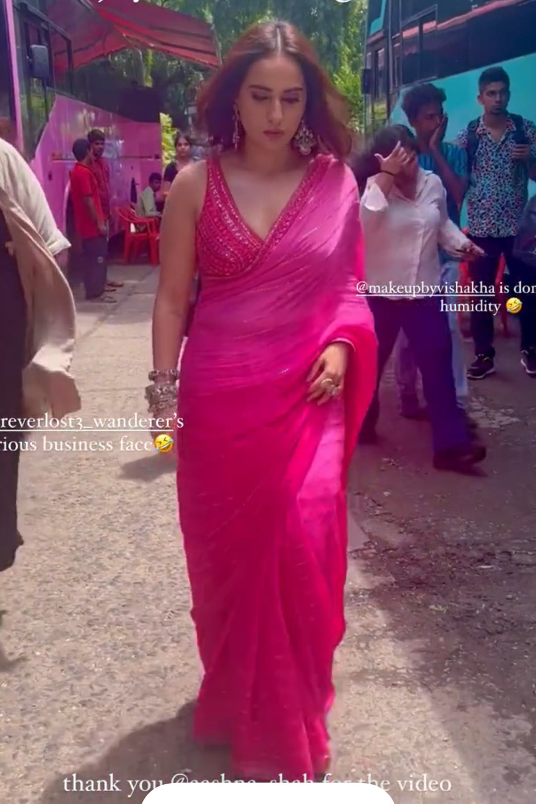 Kusha Kapila in Pink Ivy Saree