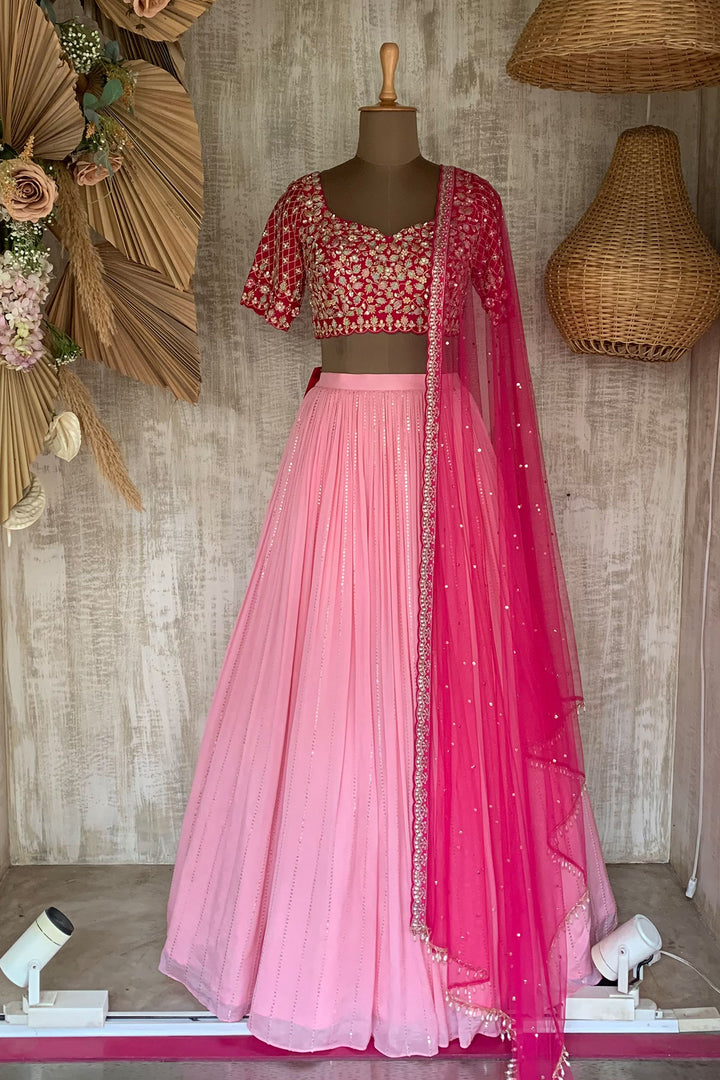PINK GEORGETTE RUSHING SET