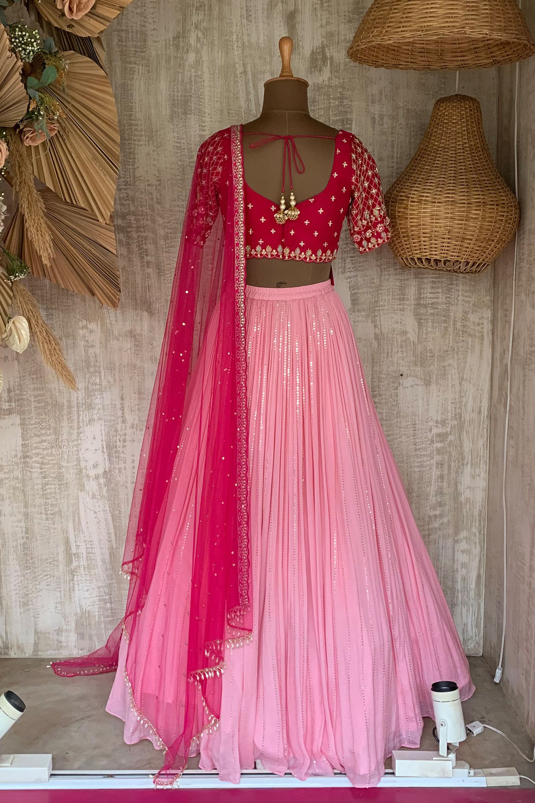 PINK GEORGETTE RUSHING SET