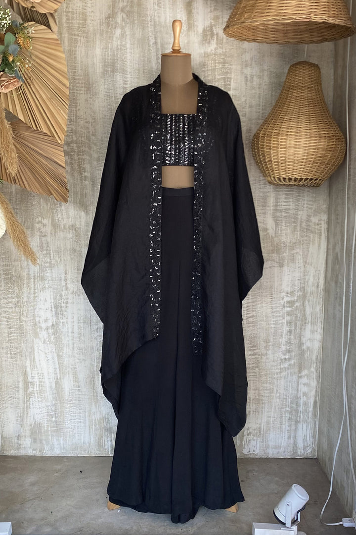 Black June Organza Cape Pant Set
