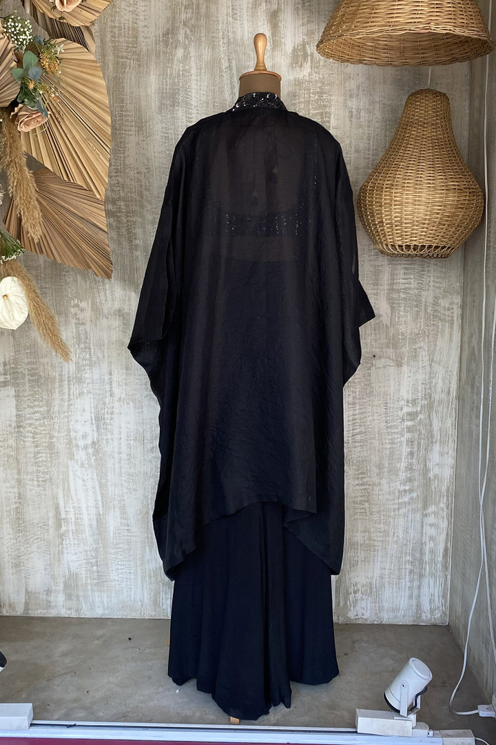 Black June Organza Cape Pant Set