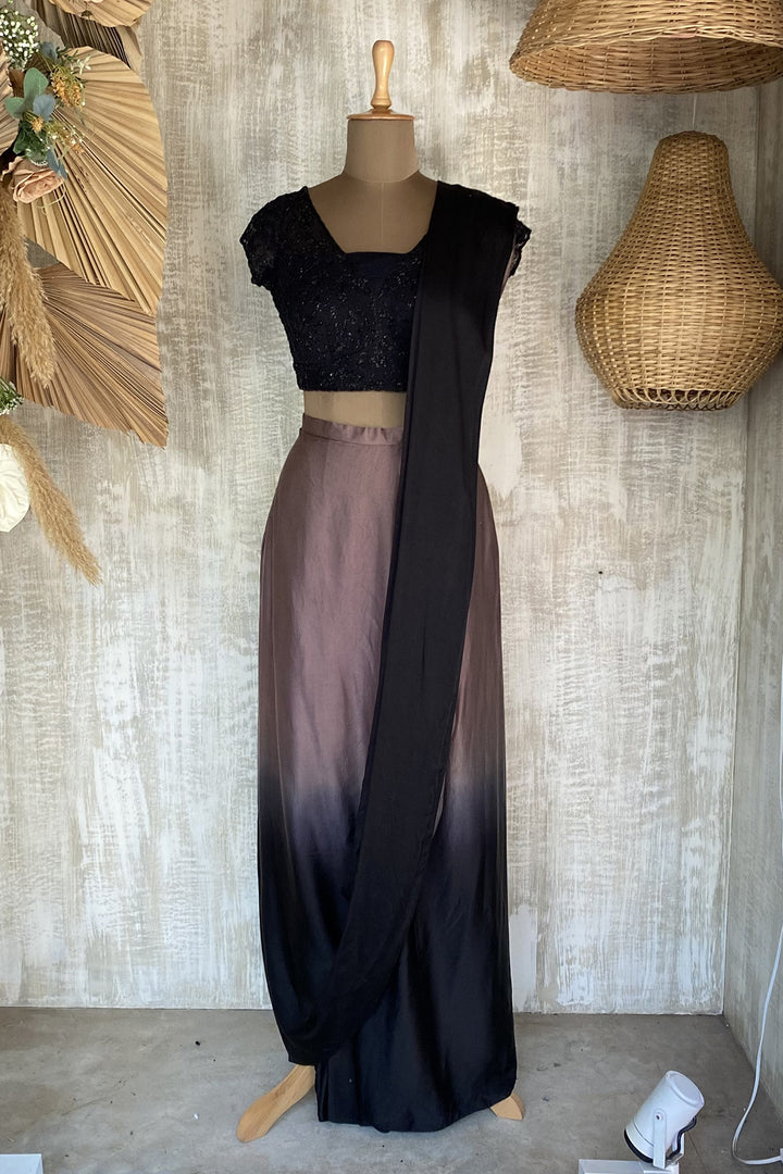 Ombre Drape Saree Skirt Set