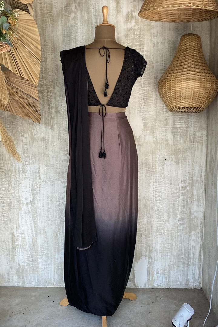 Ombre Drape Saree Skirt Set