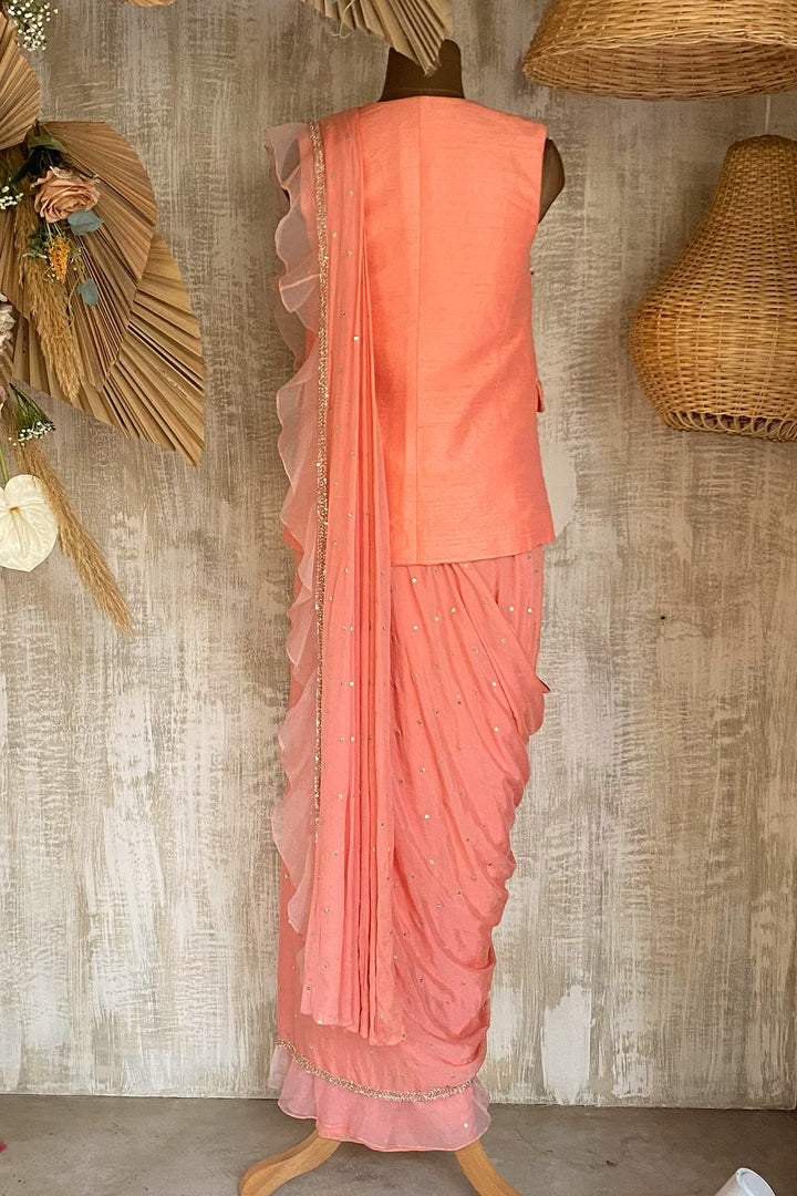 Peach Sachi 
Jacket Saree