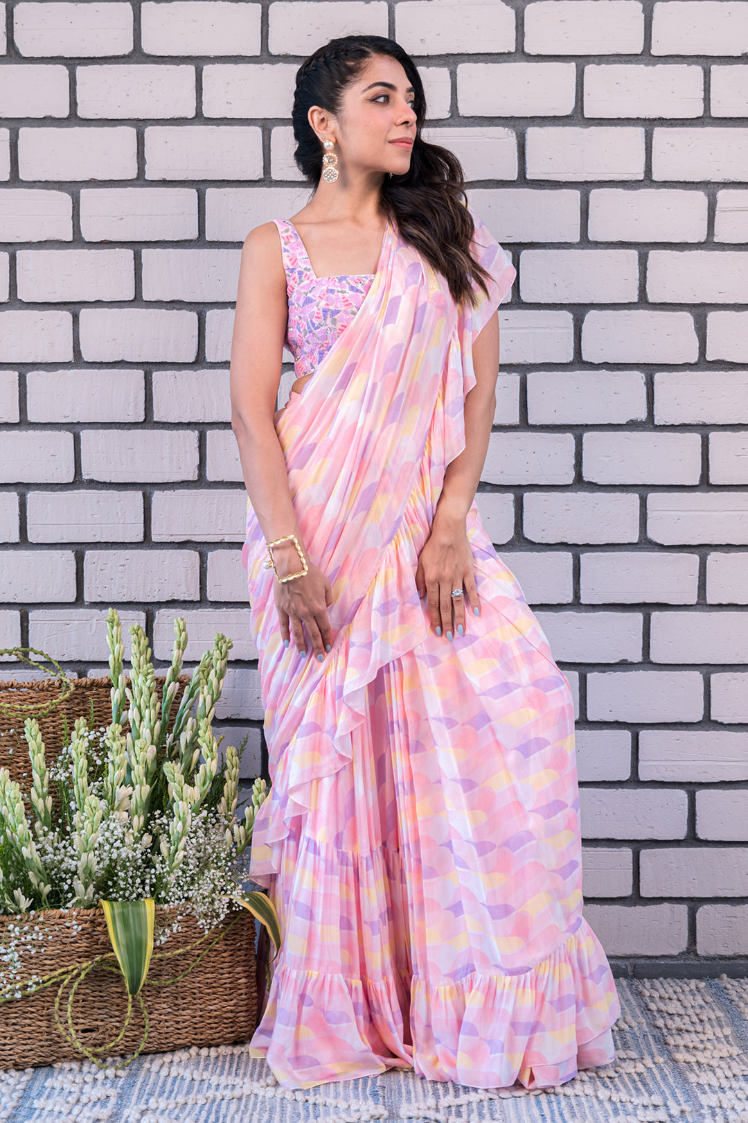 Alaina Georgette Ruffle Saree