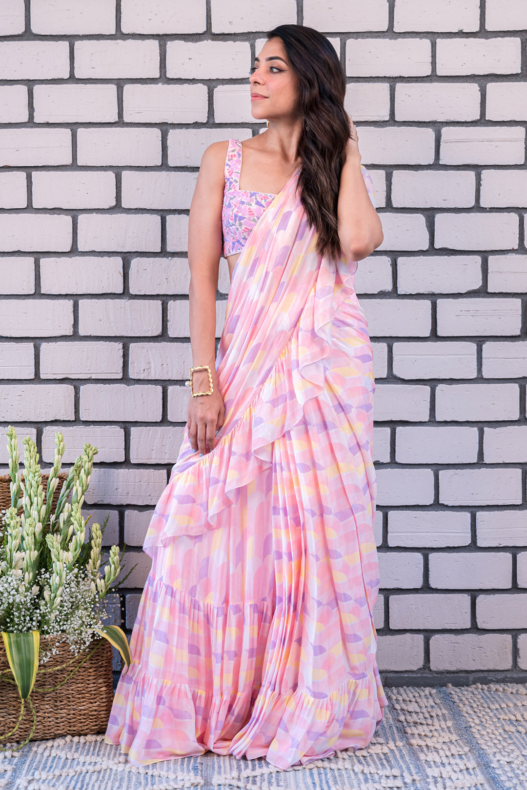 Alaina Georgette Ruffle Saree