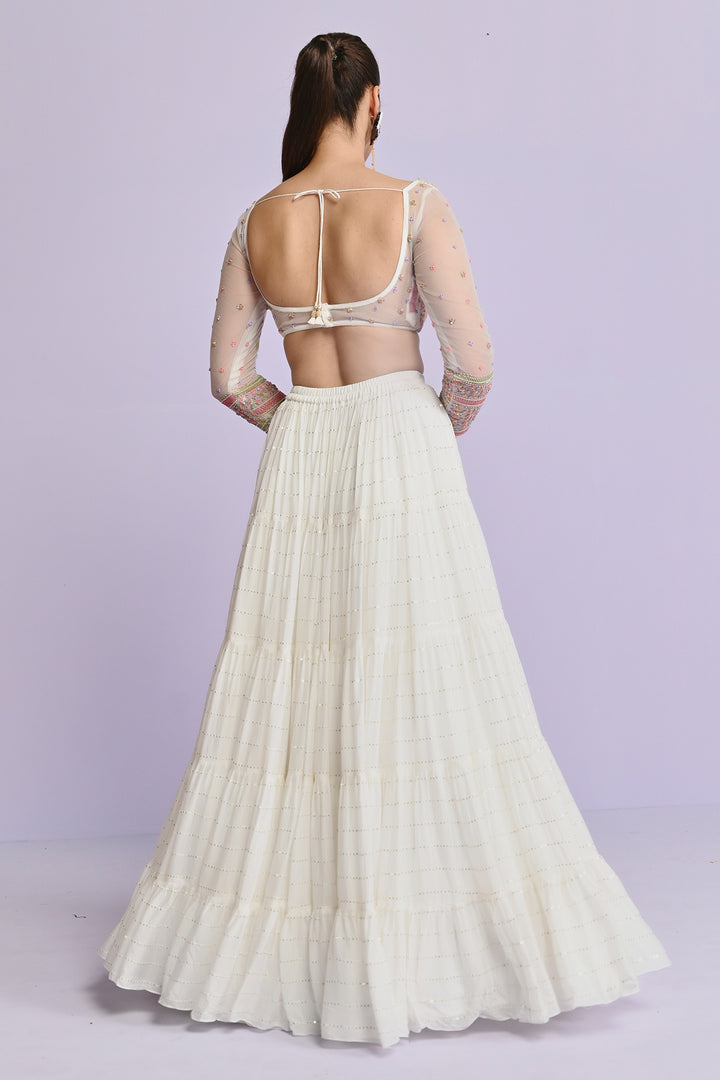 Ivory Sequin Frill