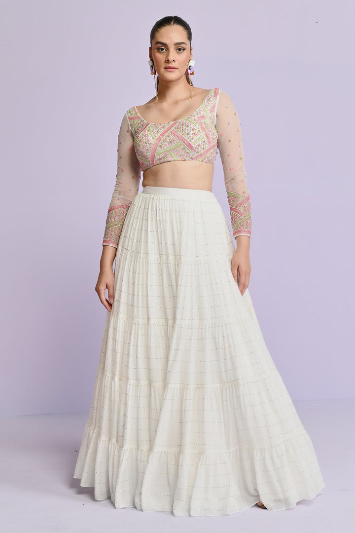 Ivory Sequin Frill