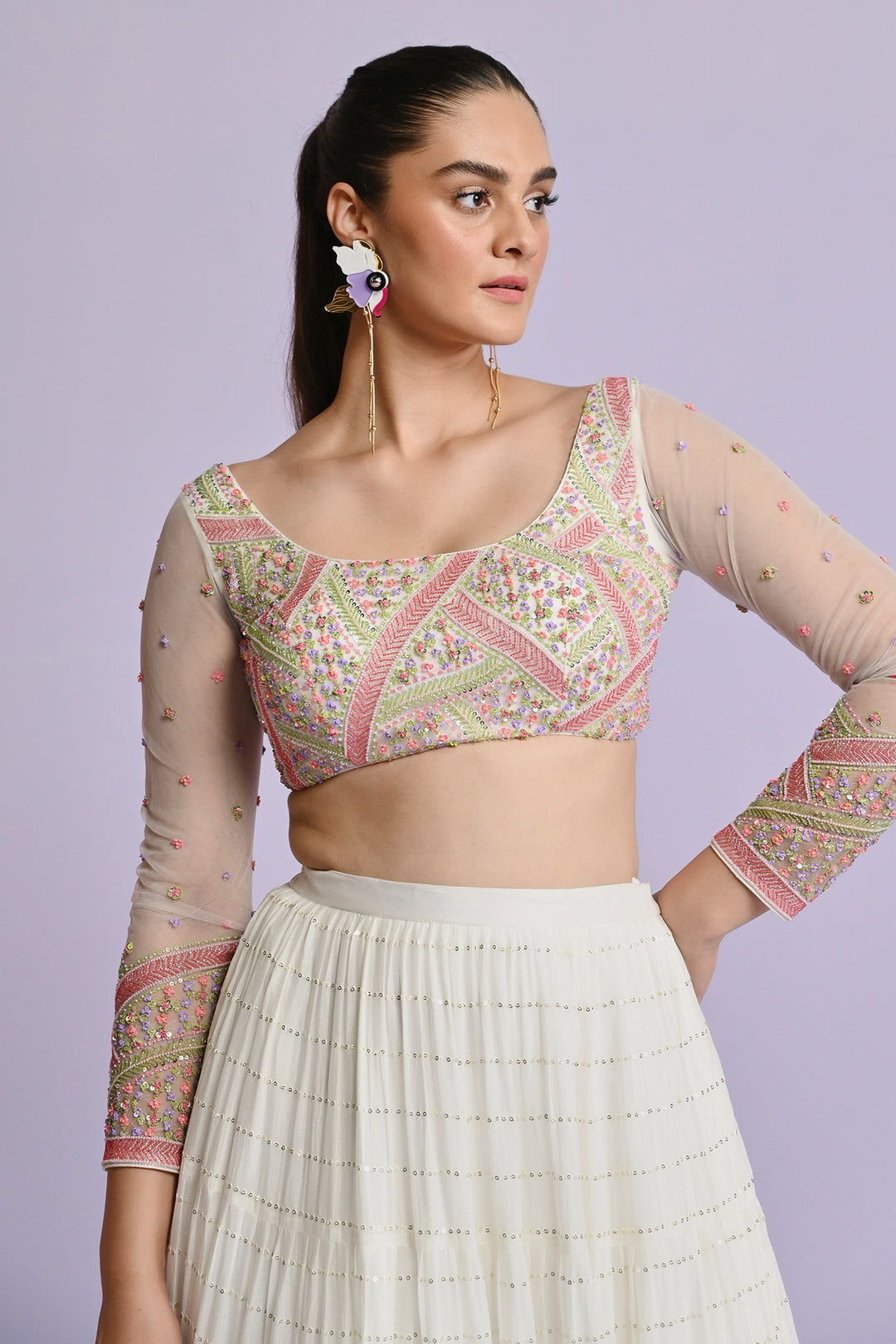 Ivory Sequin Frill