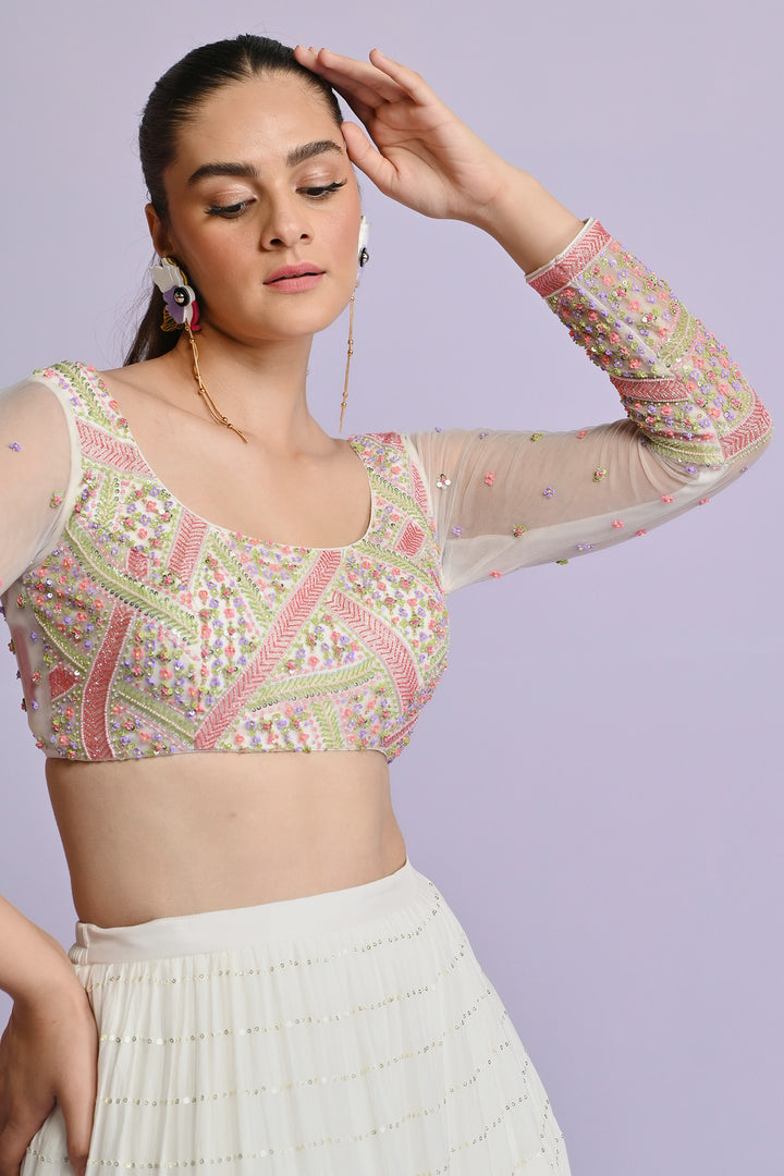 Ivory Sequin Frill