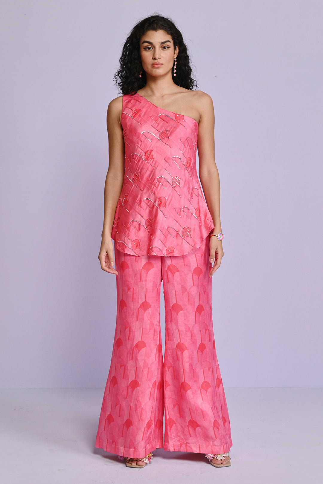 Lara Linen One Shoulder Pant Set