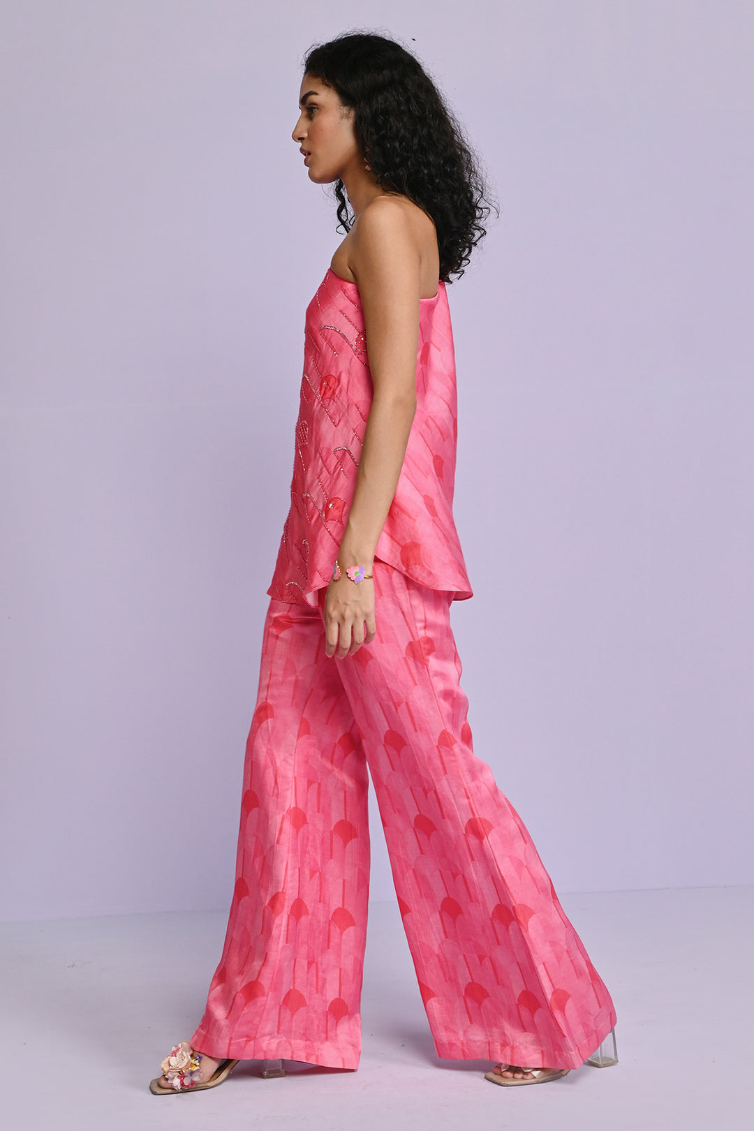Lara Linen One Shoulder Pant Set