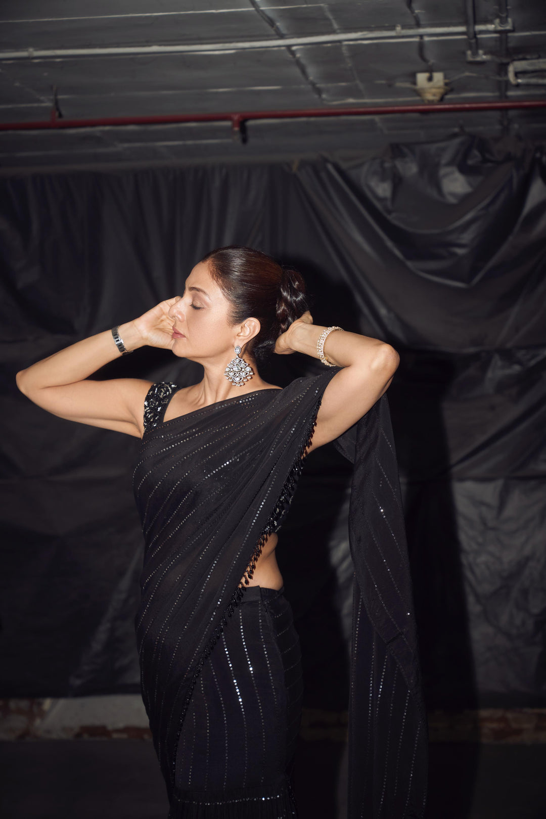 Tabu in Sky Pre Drape Saree