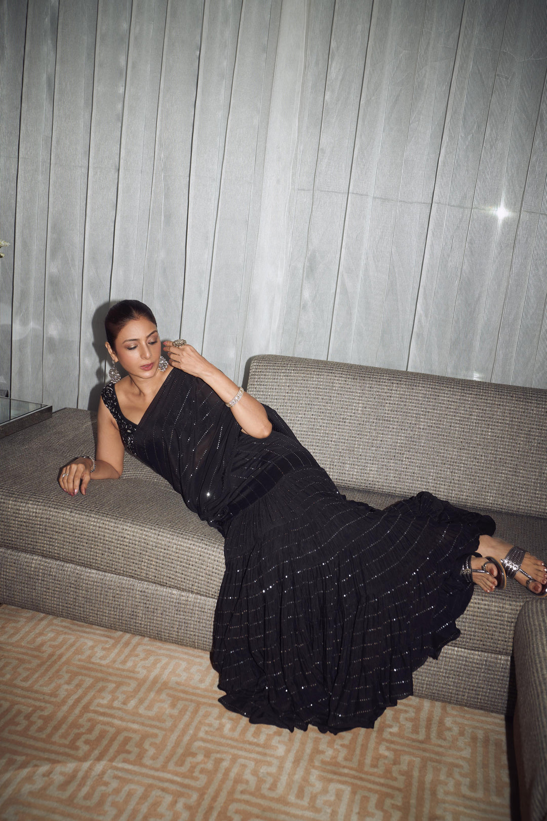Tabu in Sky Pre Drape Saree