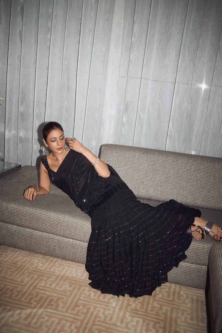Tabu in Sky Pre Drape Saree