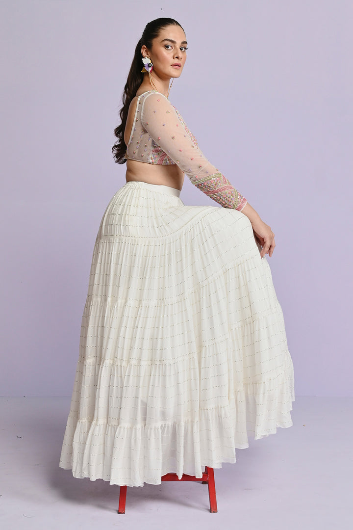 Ivory Sequin Frill