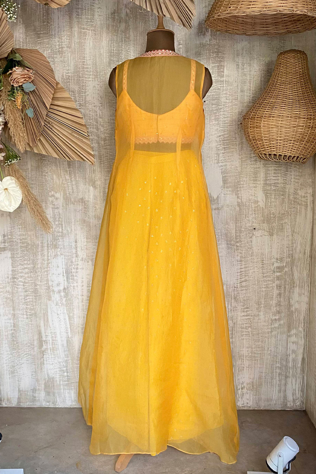 YELLOW ORGANZA JACKET SET