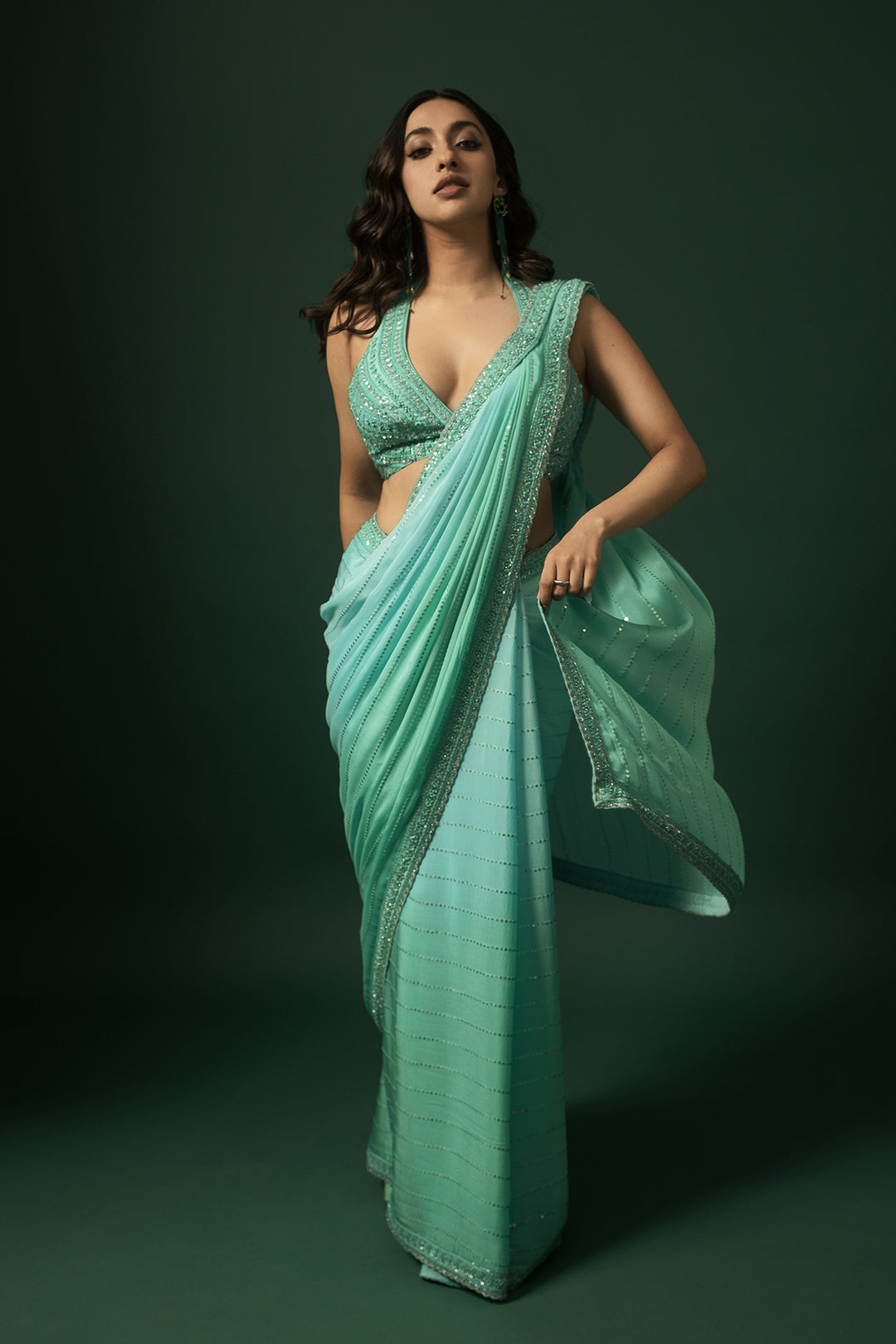 Akansha Ranjan Kapoor In Blue Ivy Saree