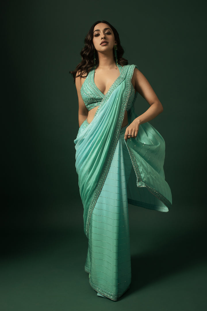 Akansha Ranjan Kapoor In Blue Ivy Saree