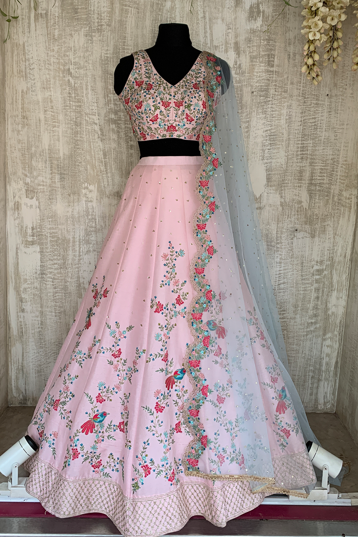Pale Pink Lovebird Lehenga