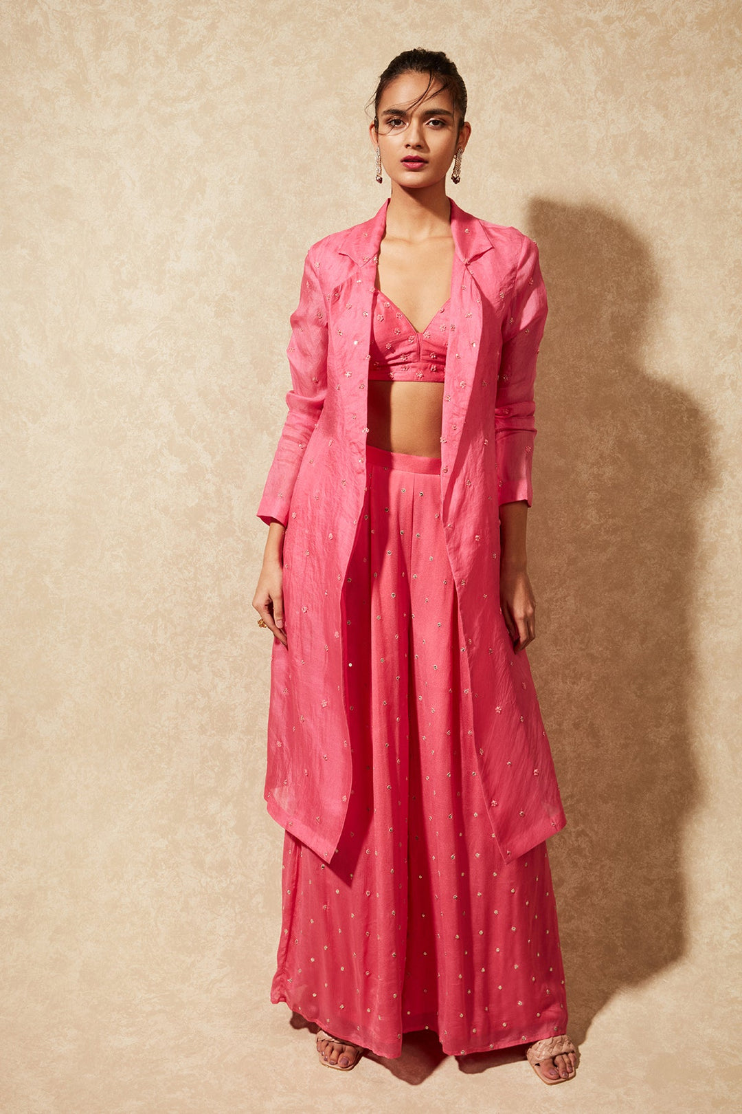 Urmi Trench In June Organza Trench Jacket and Flared Pants