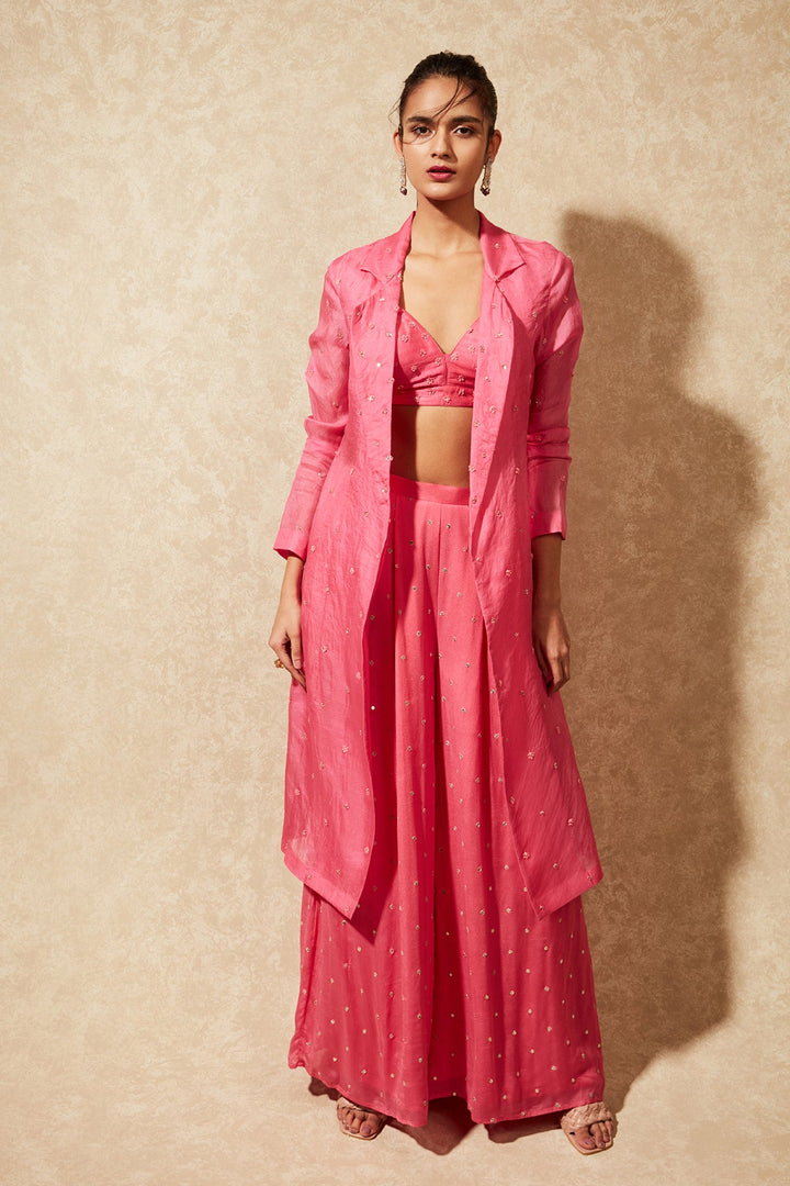 Urmi Trench In June Organza Trench Jacket and Flared Pants