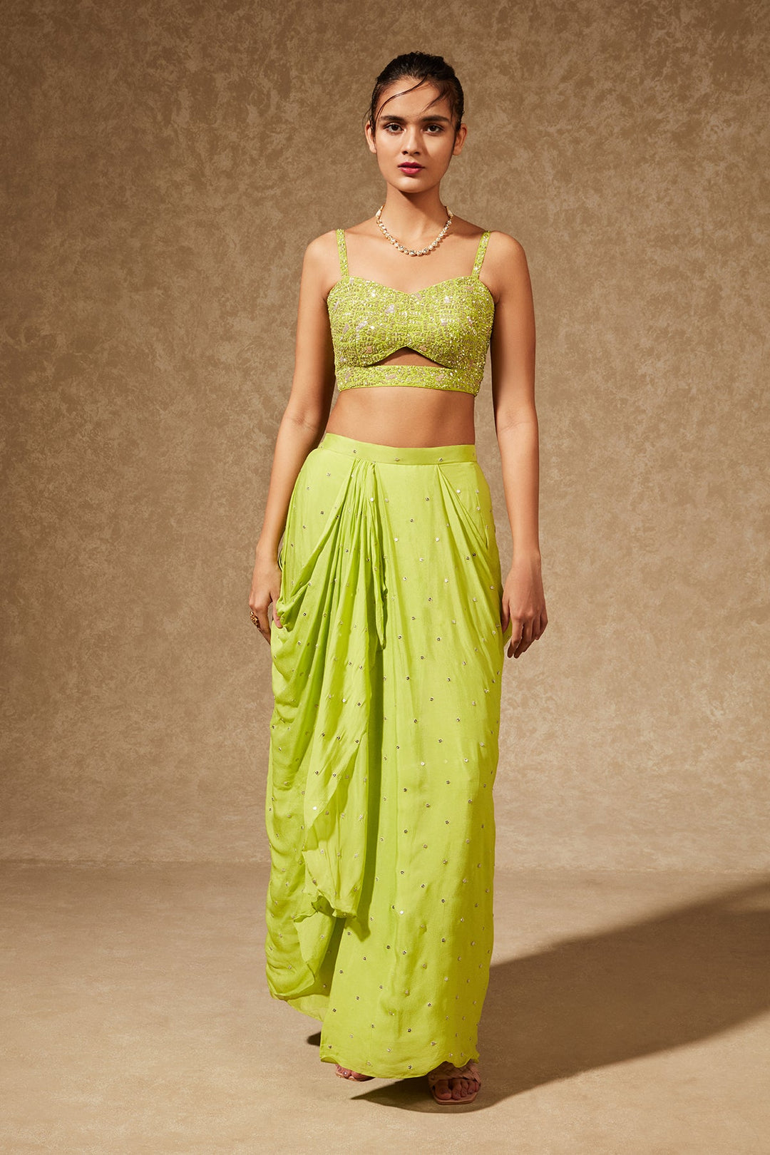Laxmi Rai In Gul Drape Skirt And Jacket