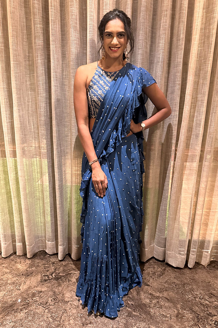 PV Sindhu In Kim Ruffle Saree