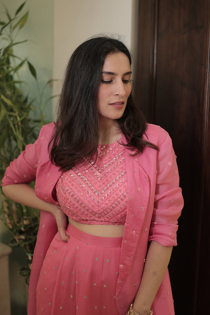 Urmi Trench In June Organza Trench Jacket and Flared Pants