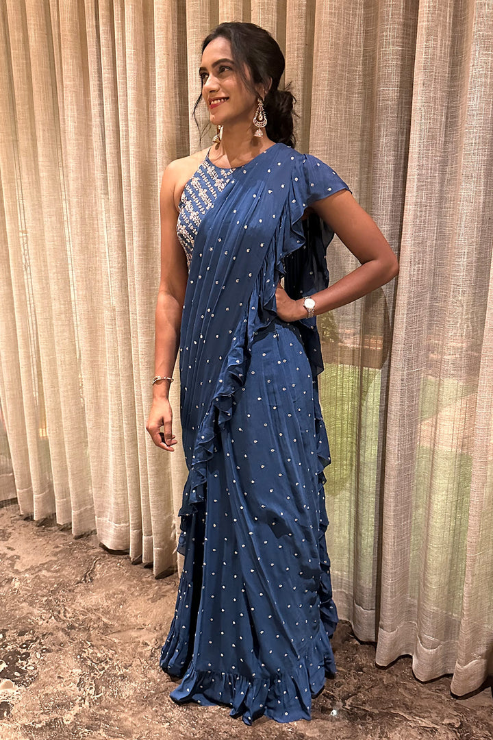 PV Sindhu In Kim Ruffle Saree