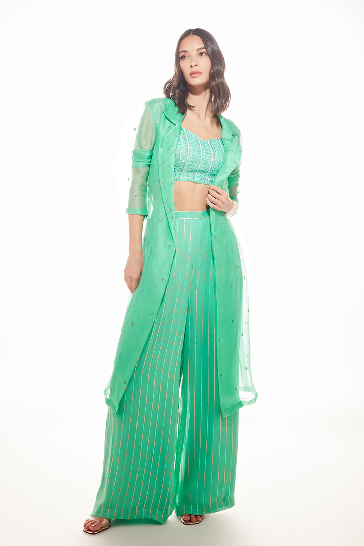 June Trench Jacket Set -Seagreen