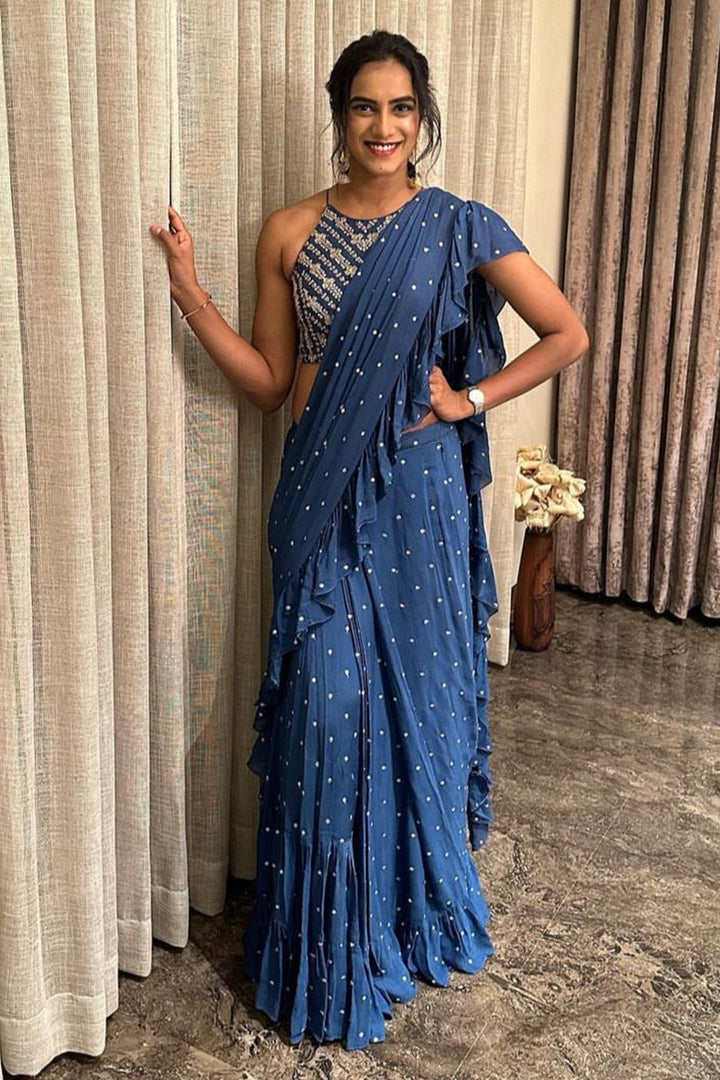 PV Sindhu In Kim Ruffle Saree