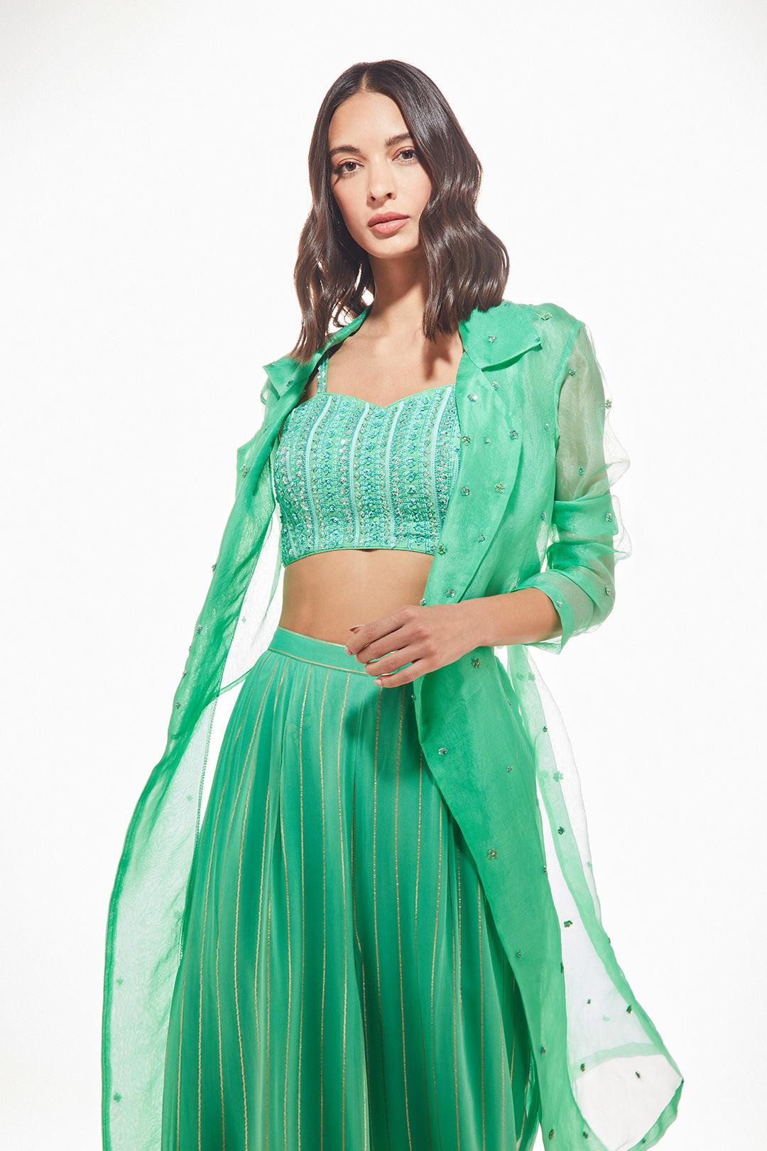 June Trench Jacket Set -Seagreen