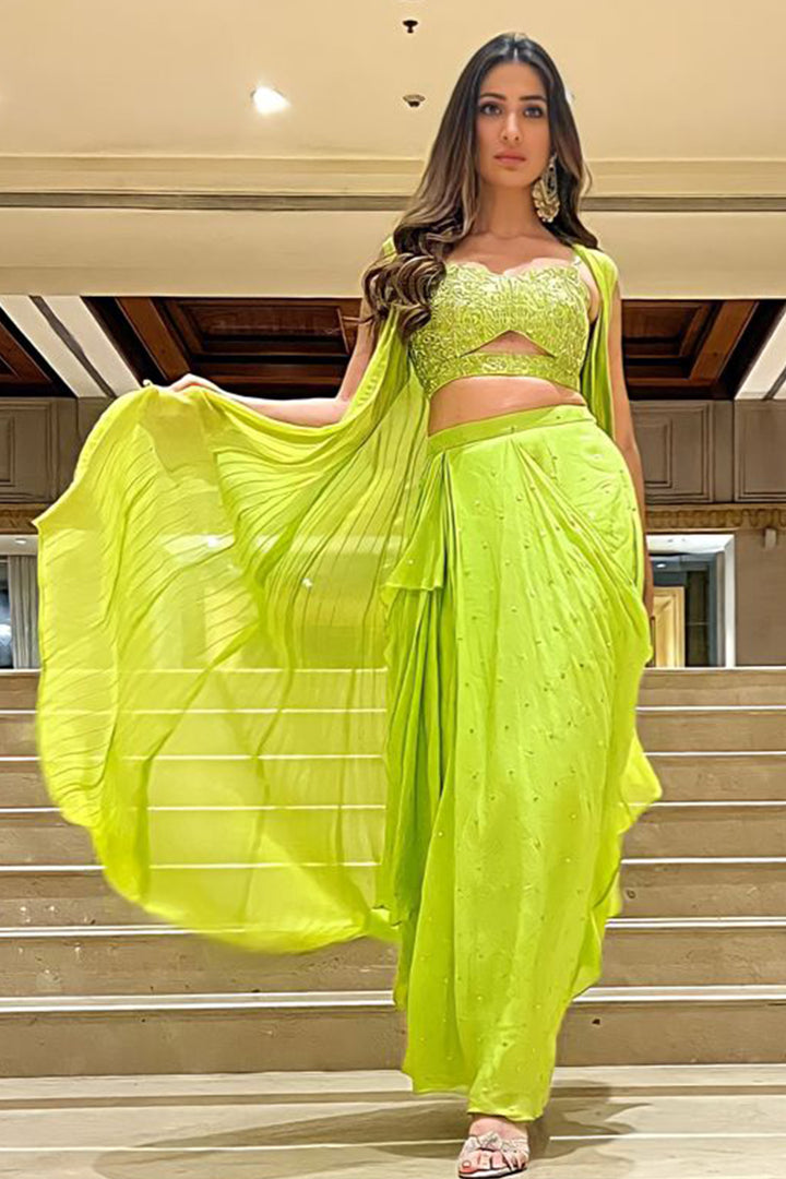 Laxmi Rai In Gul Drape Skirt And Jacket
