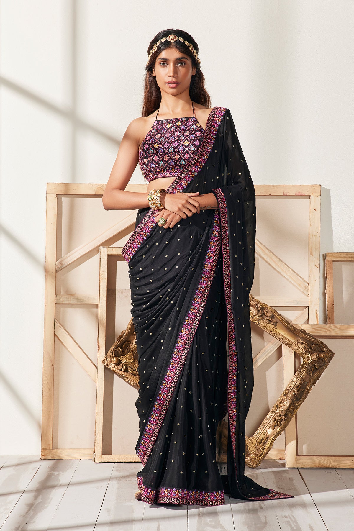 Black Secret Garden Saree – Chamee and Palak official